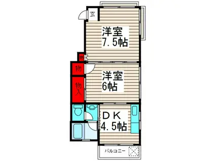 メゾン入谷(2DK/1階)の間取り写真
