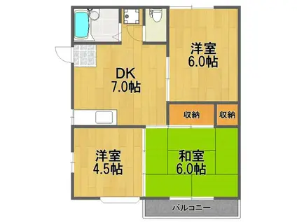 ベルハイム(3DK/2階)の間取り写真