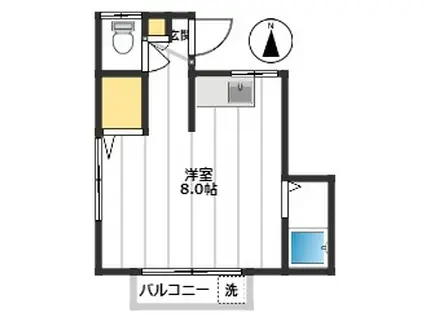 シャトル熊野町II(ワンルーム/1階)の間取り写真