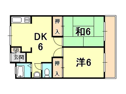 大三マンション(2DK/4階)の間取り写真