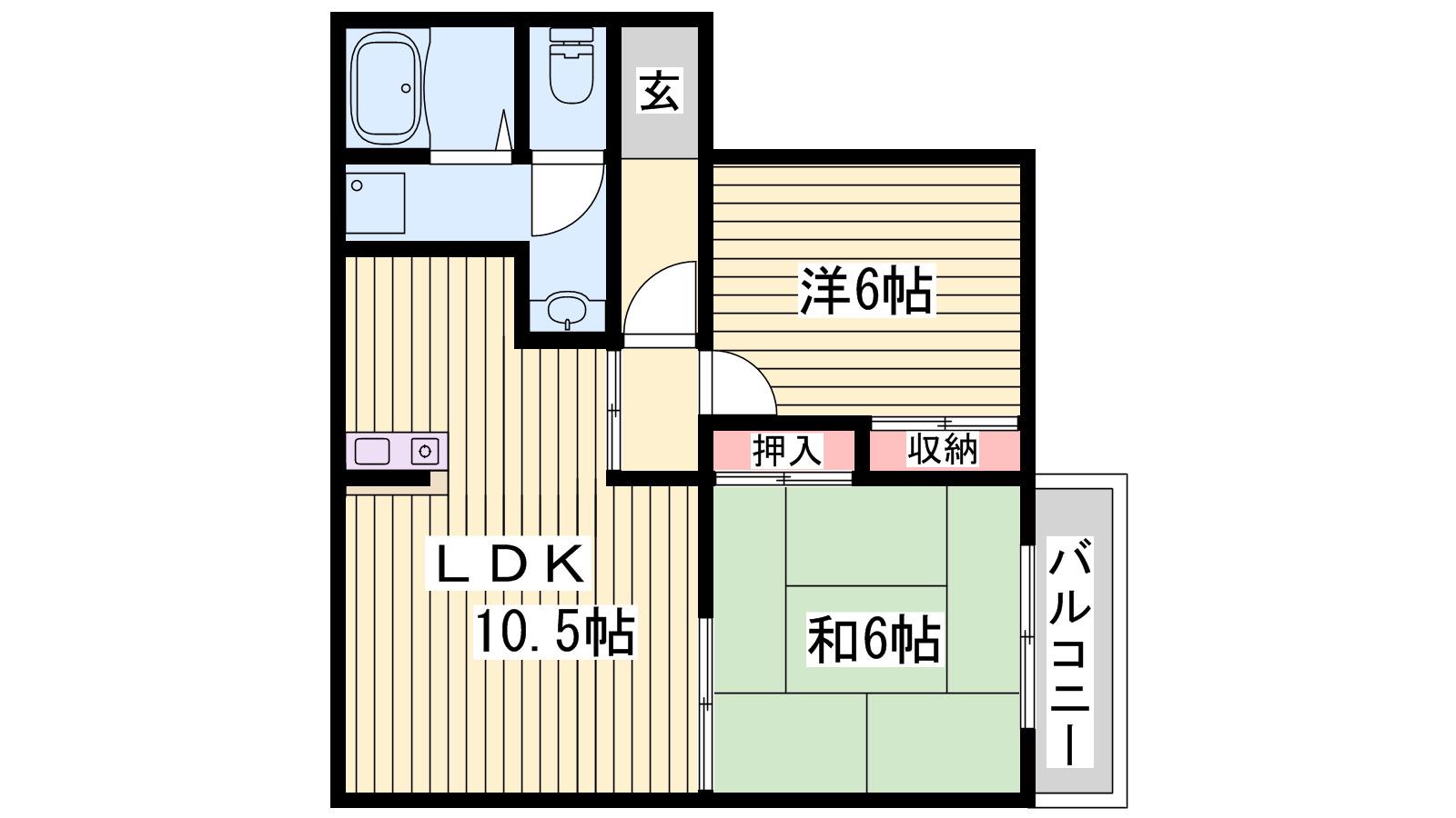 カサデモリ(2LDK/1階)の間取り写真