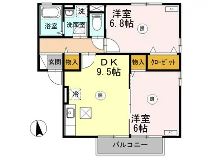 コーポラスITOIIIA(2DK/1階)の間取り写真