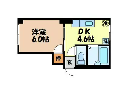 峰ビル(1K/4階)の間取り写真