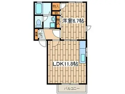 クレールメゾン.N(1LDK/2階)の間取り写真