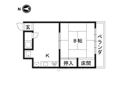 栄光マンション(1LDK/2階)の間取り写真