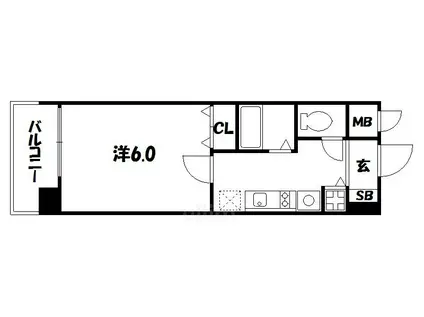 アスヴェル京都御所前II(1K/4階)の間取り写真