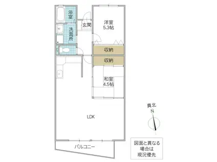ＪＲ常磐線 赤塚駅 徒歩37分 4階建 築30年(2LDK/4階)の間取り写真
