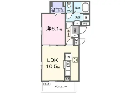 エクラ宝塚(1LDK/1階)の間取り写真