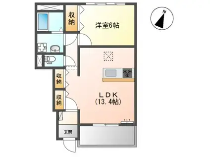 シャトーミニヨン(1LDK/1階)の間取り写真