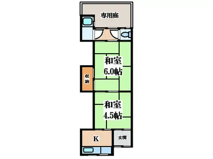 都之荘(2K/1階)の間取り写真