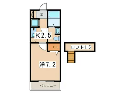アデッソ・K(1K/2階)の間取り写真