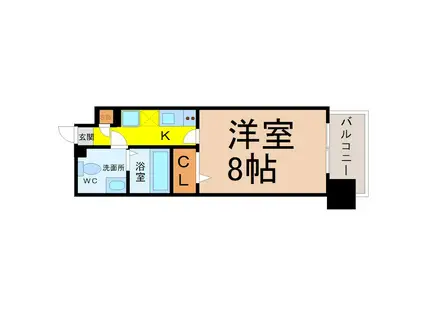 プレサンスMIU新栄(1K/9階)の間取り写真