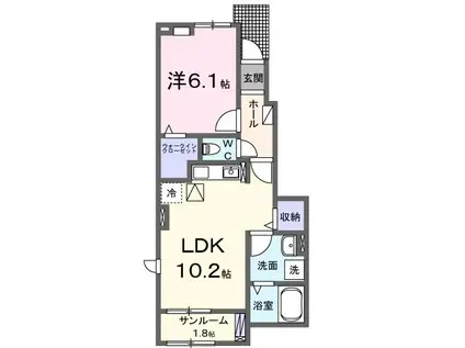 パークハイム柳ノ瀬(1LDK/1階)の間取り写真