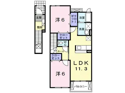 メルヴェーユI(2LDK/2階)の間取り写真