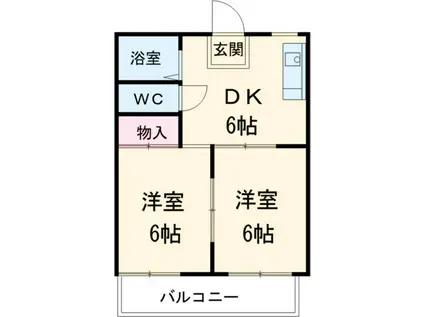 メゾン千里夢(2DK/2階)の間取り写真