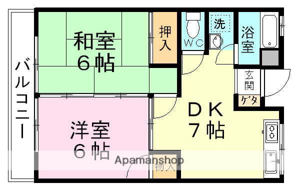 ハイム高嶺(2DK/4階)の間取り写真