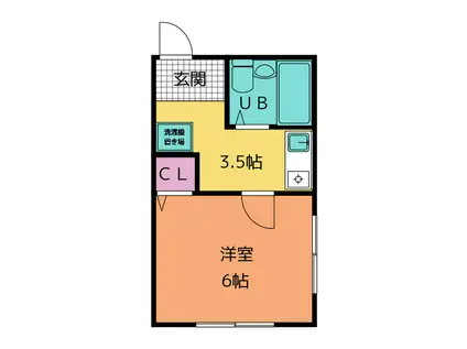 プランターパークサイド(1K/1階)の間取り写真