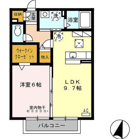 カーサフルール(1LDK/1階)の間取り写真