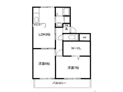 パークサイドツクダ(2LDK/2階)の間取り写真