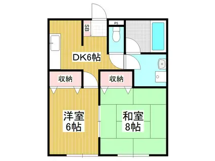 アームスリーファイブ(2DK/2階)の間取り写真