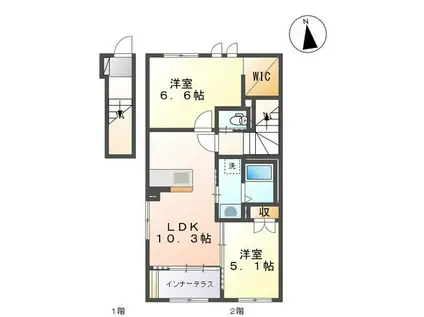 リアン・ド・サーラ(2LDK/2階)の間取り写真