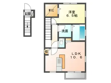 グレイス プレジオ B棟(1LDK/2階)の間取り写真