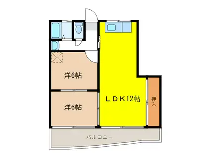 ラヴィエール笠松(2LDK/3階)の間取り写真