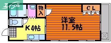 ルピアン(1K/2階)の間取り写真