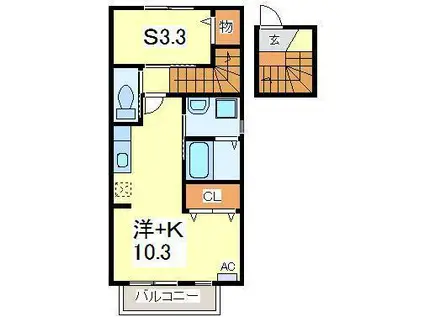 LIEN(1SK/2階)の間取り写真