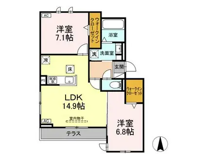 D-AVANCE柱I(2LDK/1階)の間取り写真