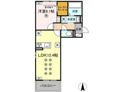 SOLAIRE(1LDK/1階)の間取り写真
