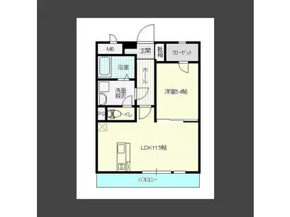 パステルライフI(1LDK/1階)の間取り写真
