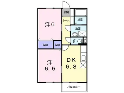 サンライズ3ローズマリー館(2DK/2階)の間取り写真