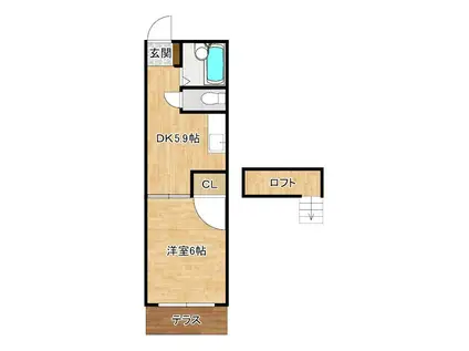 オアシス志井 A棟(1DK/1階)の間取り写真