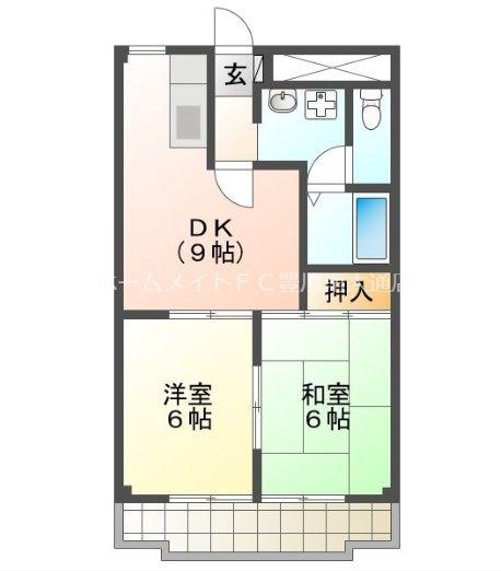 タワーロイヤル(2DK/11階)の間取り写真