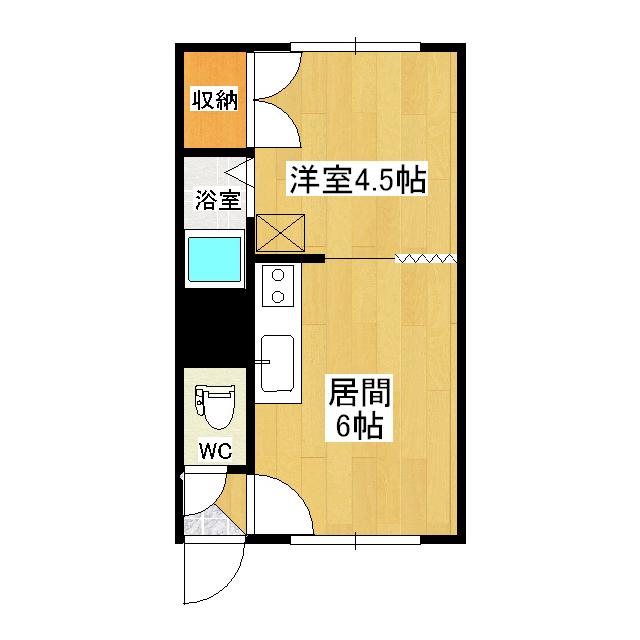 コーポ古都(1DK/2階)の間取り写真