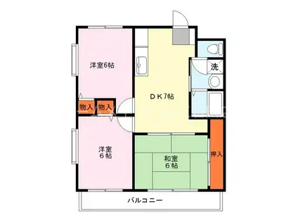 カーサ山野(3DK/3階)の間取り写真