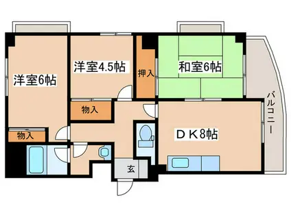 カーサ・リバブル(3DK/2階)の間取り写真