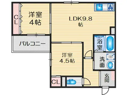 REGALO吹田(2LDK/1階)の間取り写真