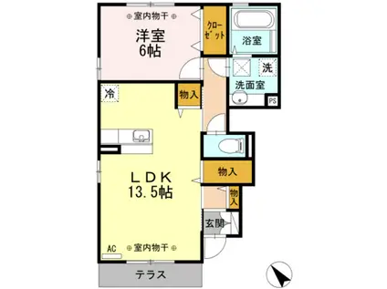 ラメール(1LDK/1階)の間取り写真