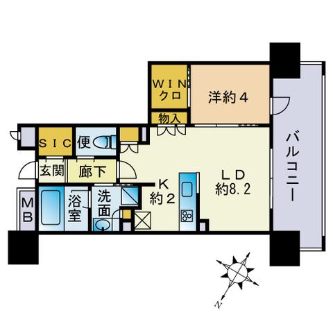 ザ・パークハウス大濠翠景(1LDK/7階)の間取り写真
