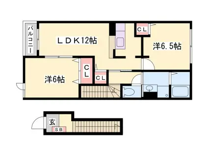 メゾンプラースII(2LDK/2階)の間取り写真