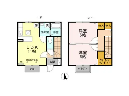 コム・シェ・ヴB(2LDK/1階)の間取り写真