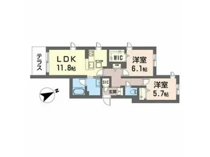 エクリアス浜寺(2LDK/2階)の間取り写真