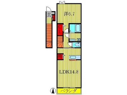 ブリッサ(1LDK/2階)の間取り写真