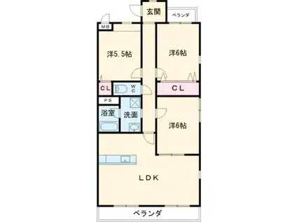 クオリティタウン上野参番館(3LDK/2階)の間取り写真