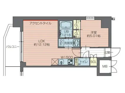 プレジオ川口ASIAN(1LDK/2階)の間取り写真