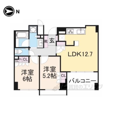 イーグルコート御池新町(2LDK/7階)の間取り写真