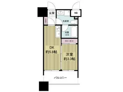 ルネッサンス21博多(1DK/5階)の間取り写真