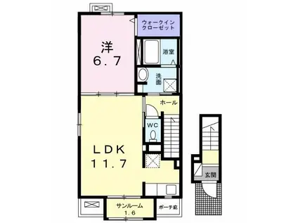 シャン・ド・フルールM I(1LDK/2階)の間取り写真